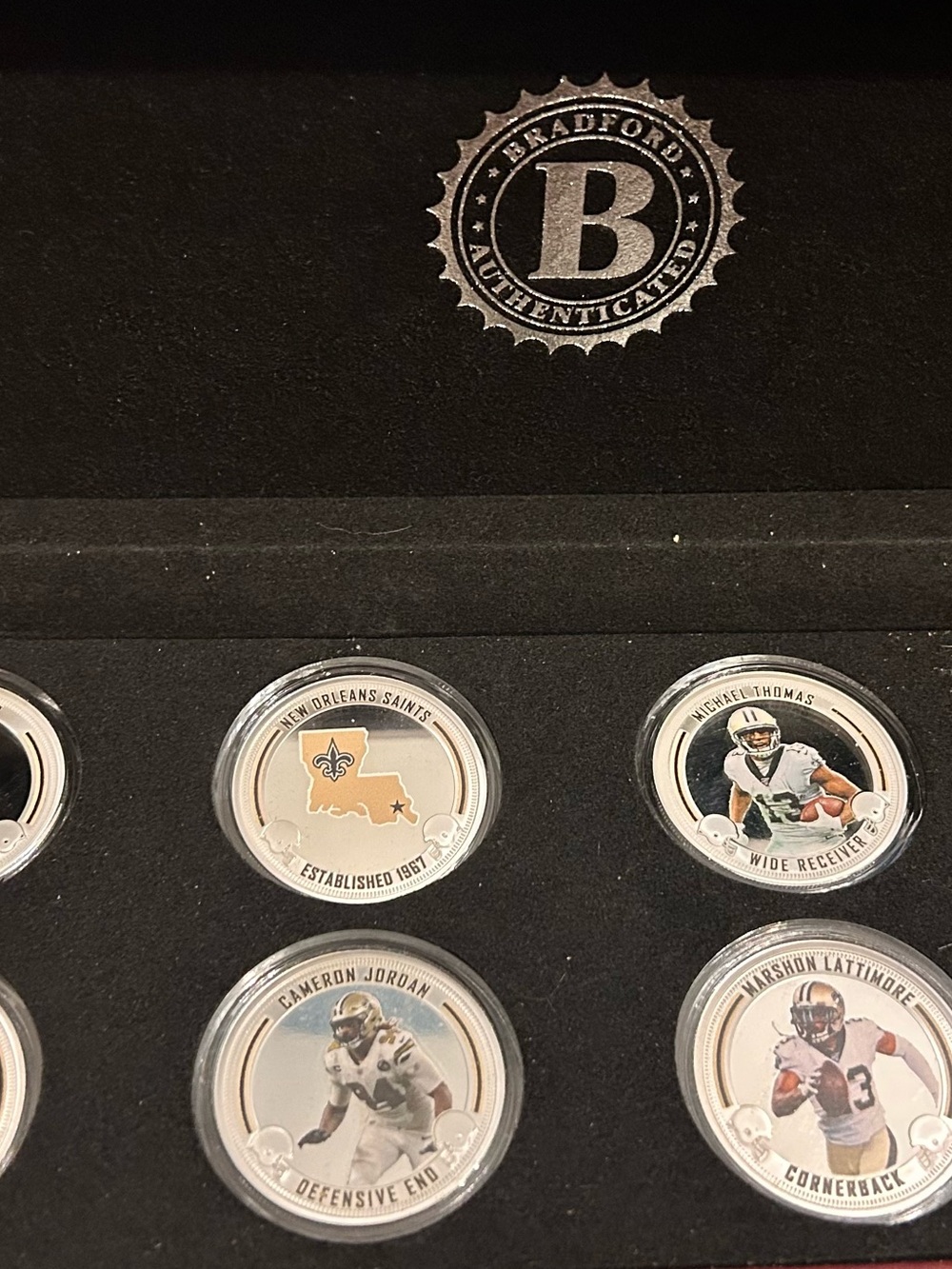 Black NFL Collectible Coin Display - New Orleans Saints Set